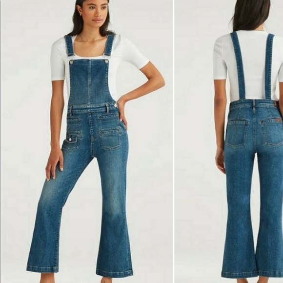 7 For All Mankind Cropped Overalls Large - Picture 4 of 15